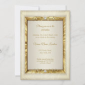 金ゴールドエレガントダイヤモンドベージュクリームバースデーパーティー 招待状 (裏面)