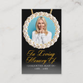 金ゴールドエレガントダイヤモンド写真葬儀祈りの言葉カード 名刺 (正面)