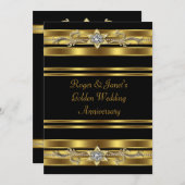 金ゴールドエレガントダイヤモンド50結婚周年 招待状 (正面/裏面)