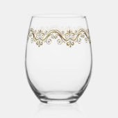 金ゴールドエレガントダイヤモンド ステムなしワイングラス (裏面)