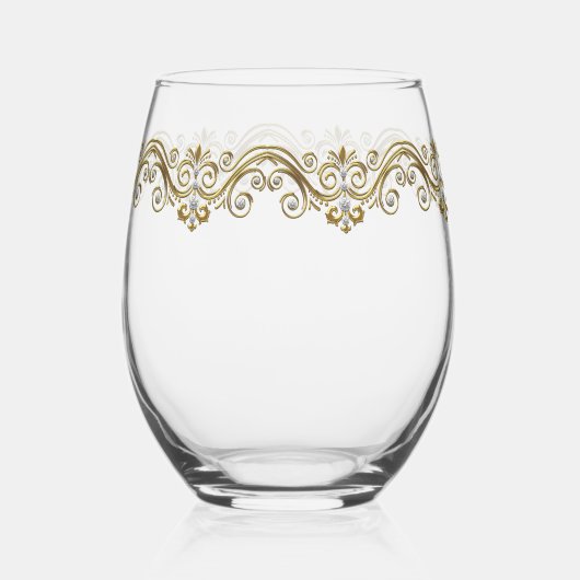 金ゴールドエレガントダイヤモンド ステムなしワイングラス (裏面)