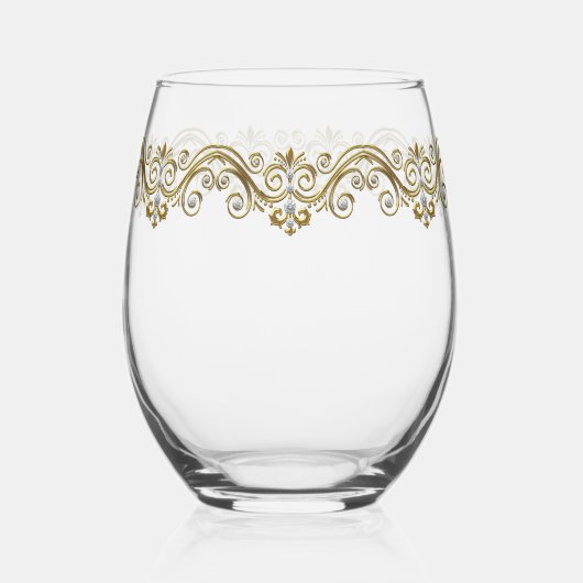 金ゴールドエレガントダイヤモンド ステムなしワイングラス (左)
