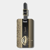 金ゴールドエレガントダイヤモンド、メタリック滴下リップ ラゲッジタグ (正面縦)