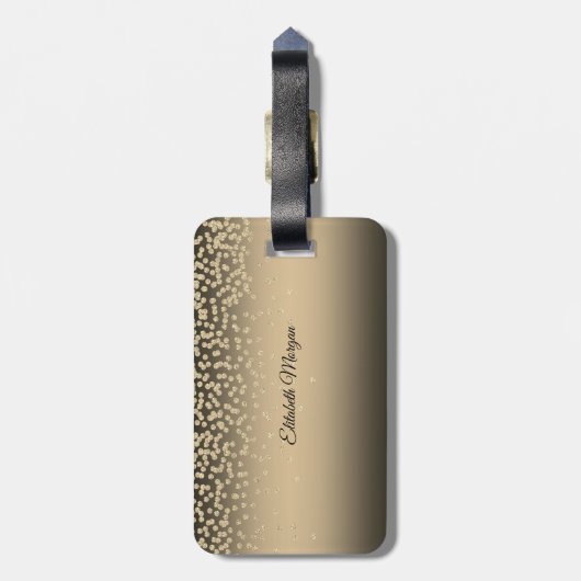 金ゴールドエレガントダイヤモンド、メタリック滴下リップ ラゲッジタグ (裏面縦)