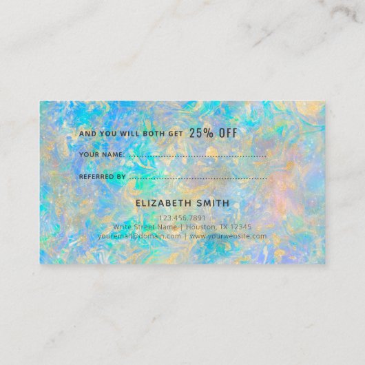 金ゴールドエレガントダイヤモンドOpal Stone参照の参照 名刺 (裏面)