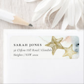 金ゴールドエレガントダスキーブルービーチイヒトデの住所 ラベル (インサイチュ)