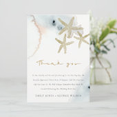 金ゴールドエレガントダスクブルービーチイヒトデ結婚ィス サンキューカード (スタンド正面)