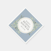 金ゴールドエレガントダスティブルーグリーナリーブライダルシャワー スタンダードカクテルナプキン (角)