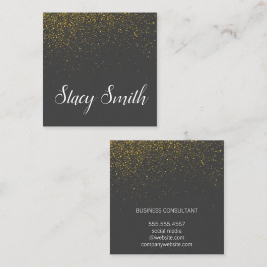 金ゴールドエレガントダスト スクエア名刺 (正面/裏面)