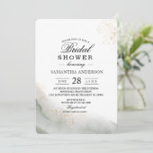 金ゴールドエレガントダスト&セージグリーンブライダルシャワー 招待状 (スタンド正面)