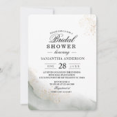 金ゴールドエレガントダスト&セージグリーンブライダルシャワー 招待状 (正面)