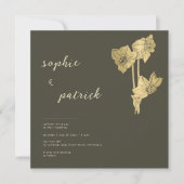 金ゴールドエレガントダッフォジルズミニマル春の結婚式 招待状 (正面)