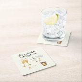 金ゴールドエレガントダブルお祝いジョイント誕生日 スクエアペーパーコースター (インサイチュ)