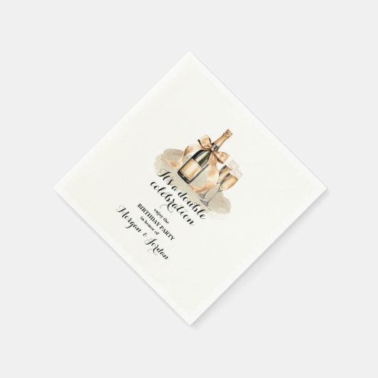 金ゴールドエレガントダブルお祝いジョイント誕生日 スタンダードカクテルナプキン (角)