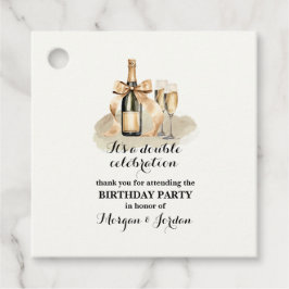 金ゴールドエレガントダブルお祝いジョイント誕生日 フェイバータグ