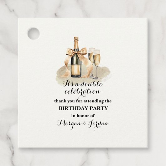 金ゴールドエレガントダブルお祝いジョイント誕生日 フェイバータグ (正面)