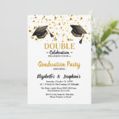 金ゴールドエレガントダブルお祝い卒業党 招待状 (スタンド正面)