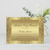 金ゴールドエレガントダマスクパターン母の日のブランチ 招待状 (スタンド正面)