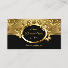 金ゴールドエレガントダマスクフローラ蝶オンブラック2 名刺