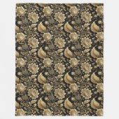 金ゴールドエレガントダマスクブランケットinバロック黒スタイル フリースブランケット (正面)