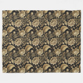 金ゴールドエレガントダマスクブランケットinバロック黒スタイル フリースブランケット (正面(横))