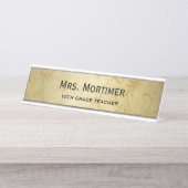 金ゴールドエレガントダマスクプロフェッショナル デスクネームプレート (正面)