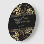 金ゴールドエレガントダマスク及びレース ラージ壁時計 (傾斜)