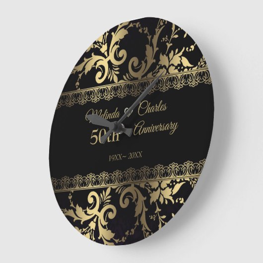 金ゴールドエレガントダマスク及びレース ラージ壁時計 (傾斜)