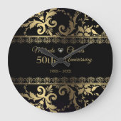 金ゴールドエレガントダマスク及びレース ラージ壁時計 (正面)