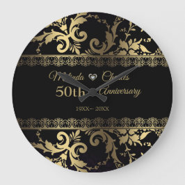 金ゴールドエレガントダマスク及びレース ラージ壁時計