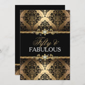 金ゴールドエレガントダマスク50と素晴らしい招待状 招待状 (正面/裏面)