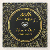 金ゴールドエレガントダマスク50周年記念 ガラスコースター (正面)