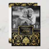 金ゴールドエレガントダマスク50結婚周年記念 招待状 (正面/裏面)