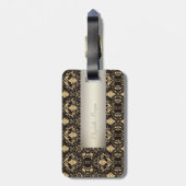 金ゴールドエレガントダマスク、渦巻き – パーソナライズされた ラゲッジタグ (裏面縦)