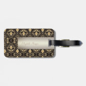 金ゴールドエレガントダマスク、渦巻き – パーソナライズされた ラゲッジタグ (裏面横)