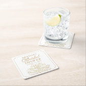 金ゴールドエレガントダリアフローラブライダルシャワー スクエアペーパーコースター (インサイチュ)