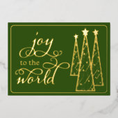 金ゴールドエレガントダークグリーンの世界市場への喜び 箔シーズンカード (正面)