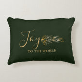 金ゴールドエレガントダークグリーン喜びクリパーソナライズされたスマス アクセントクッション (正面)