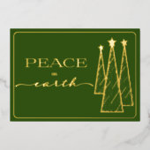 金ゴールドエレガントダークグリーン平和オン・アース・ビジネス 箔シーズンカード (正面)