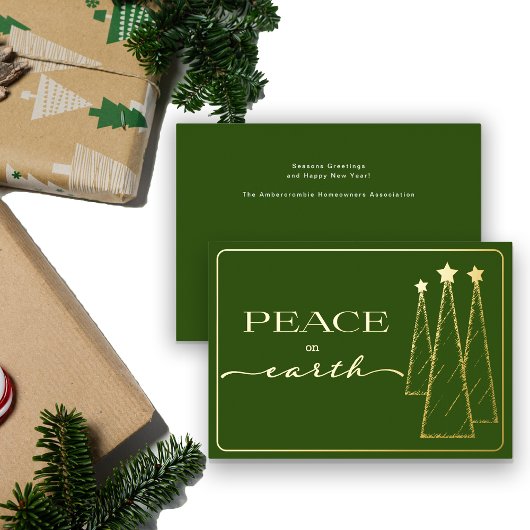 金ゴールドエレガントダークグリーン平和オン・アース・ビジネス 箔シーズンカード