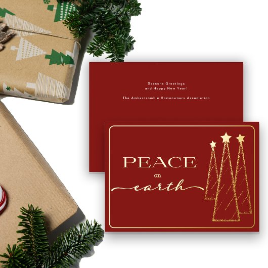 金ゴールドエレガントダークレッド・ピースオン・アース・ビジネス 箔シーズンカード