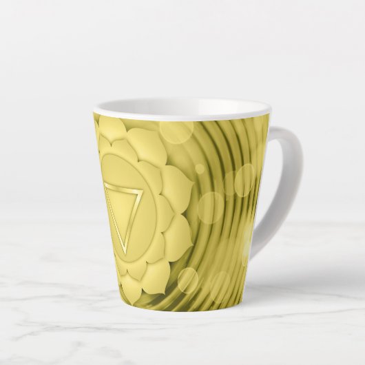 金ゴールドエレガントチャクラ禅ヨガスピリチュアル瞑想 カフェラテマグ (右アングル)