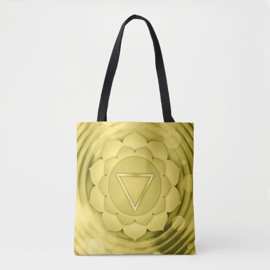 金ゴールドエレガントチャクラ禅ヨガスピリチュアル瞑想 トートバッグ (正面)