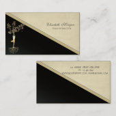 金ゴールドエレガントツリーシルエット、ヨガ 名刺 (正面/裏面)