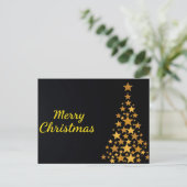 金ゴールドエレガントツリーメリークリスマスオンブラック ポストカード (スタンド正面)