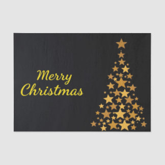 金ゴールドエレガントツリーメリークリスマスオンブラック 薄葉紙