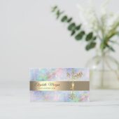 金ゴールドエレガントツリーロータスヨガオパール 名刺 (スタンド正面)