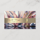 金ゴールドエレガントツリーロータスヨガ抽象芸術 名刺 (正面)