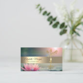 金ゴールドエレガントツリーロータスヨガ 名刺 (スタンド正面)