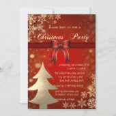 金ゴールドエレガントツリー、弓のクリ企業のスマスパーティー 招待状 (正面)